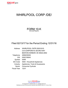 Whirlpool Corp /De