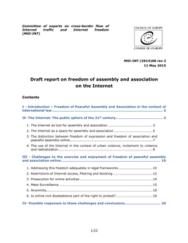 Draft Report on Freedom of Assembly and Association on the Internet