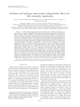 Predation and Landscape Characteristics Independently Affect Reef ﬁsh Community Organization