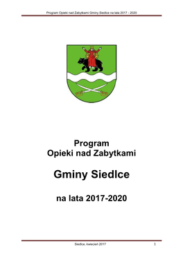 Gminy Siedlce Na Lata 2017 - 2020