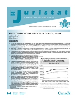 Adult Correctional Services in Canada, 1997-98