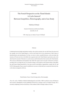 The French Perspective on the Åland Islands: a Cyclic Interest? Between Geopolitics, Historiography, and a Case Study