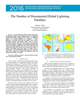 The Number of Documented Global Lightning Fatalities