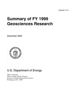 Summary of FY 1999 Geosciences Research