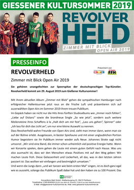 Presseinfo Revolverheld