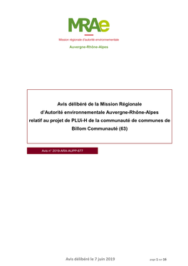 Avis Délibéré De La Mission Régionale D'autorité Environnementale