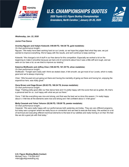 U.S. Figure Skating Media Contact: Michael Terry, 719-228-3437 Mterry@Usfigureskating.Org