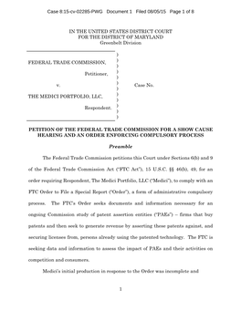 Medici Portfolio, LLC: Enforcement Petition