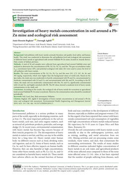 Investigation of Heavy Metals Concentration in Soil Around a Pb