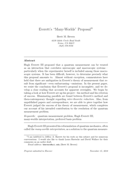Everett's “Many-Worlds” Proposal