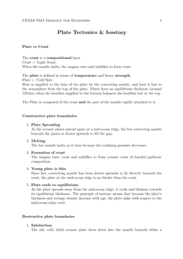 Plate Tectonics & Isostasy