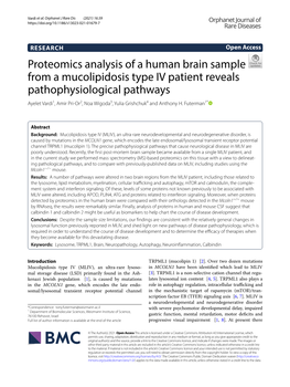 Proteomics Analysis of a Human Brain Sample from a Mucolipidosis Type IV