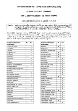 Autorita' Unica Per I Servizi Idrici Ei Rifiuti (Ausir) Assemblea Locale