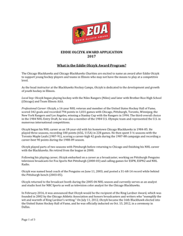 EDDIE OLCZYK AWARD APPLICATION 2017 What Is The