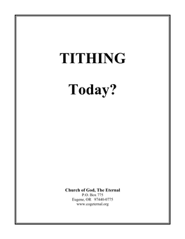 Tithing Today?