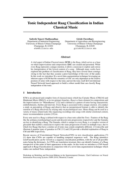 Tonic Independent Raag Classification in Indian Classical