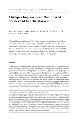 Chickpea Improvement: Role of Wild Species and Genetic Markers 267