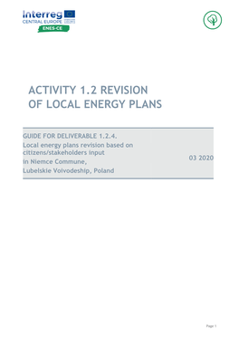 Activity 1.2 Revision of Local Energy Plans