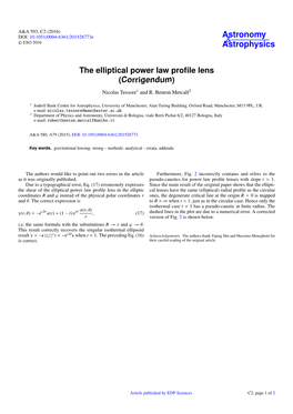 The Elliptical Power Law Profile Lens