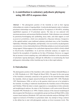 2. a Contribution to Sedentary Polychaete Phylogeny Using 18S Rdna Sequence Data