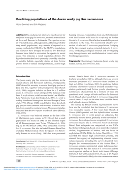 Declining Populations of the Javan Warty Pig Sus Verrucosus