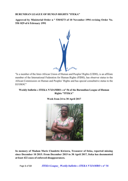 ITEKA League Weekly Bulletin « ITEKA N'ijambo