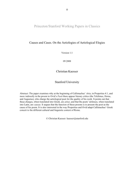 Princeton/Stanford Working Papers in Classics