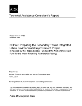 Technical Assistance Consultant's Report NEPAL: Preparing the Secondary Towns Integrated Urban Environmental Improvement Proje