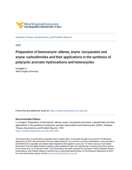 Preparation of Benzoenyne -Allenes, Enyne