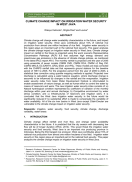 Climate Change Impact on Irrigation Water Security in West Java