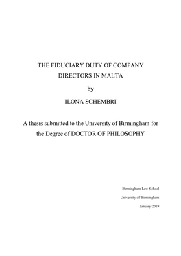 The Fiduciary Duty of Company Directors in Malta