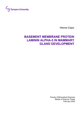 Basement Membrane Protein Laminin Alpha-5 in Mammary Gland Development