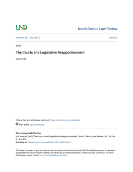 The Courts and Legislative Reapportionment