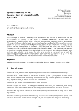 Spatial Citizenship for All? Impulses from an Intersectionality Approach