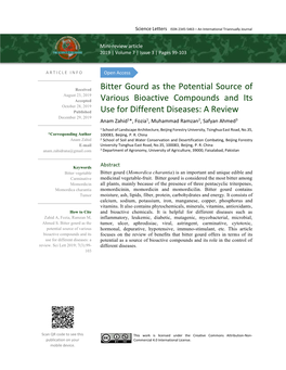 Bitter Gourd As the Potential Source of Various Bioactive Compounds And