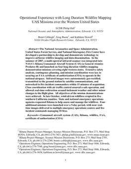 Operational Experience with Long Duration Wildfire Mapping UAS Missions Over the Western United States