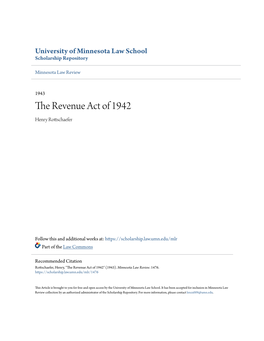 The Revenue Act of 1942 Henry Rottschaefer