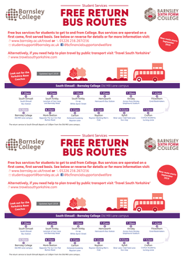 FREE Return Bus Routes Free Bus Services for Students to Get to and from College