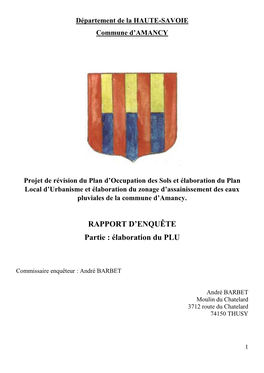 Le Rapport Du Commissaire Enquêteur