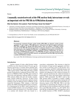 A Manually Curated Network of the PML Nuclear Body Interactome