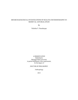 Bioarchaeological Investigations of Health and Demography in Medieval Asturias, Spain