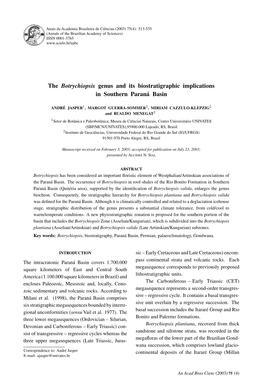 The Botrychiopsis Genus and Its Biostratigraphic Implications in Southern Paraná Basin