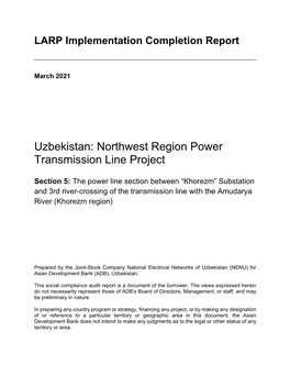 Uzbekistan: Northwest Region Power Transmission Line Project