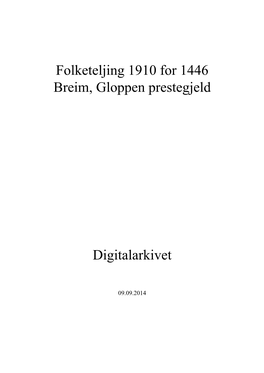 Folketeljing 1910 for 1446 Breim, Gloppen Prestegjeld Digitalarkivet