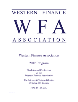 Western Finance Association 2017 Program