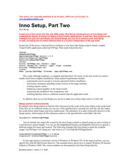 Inno Setup, Part Two Rick Borup