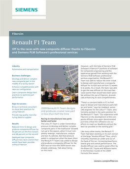 Renault F1 Team (Composite Diffuser) Case Study
