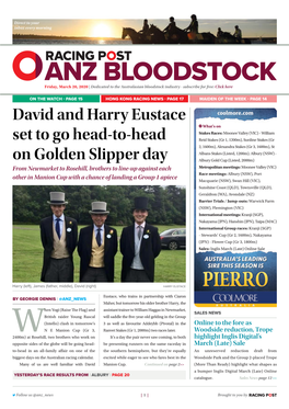 David and Harry Eustace Set to Go Head-To-Head on Golden Slipper Day | 2 | Friday, March 20, 2020