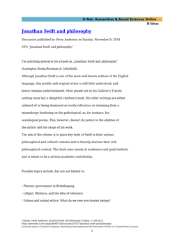 Jonathan Swift and Philosophy