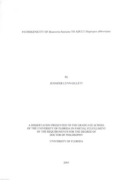 PATHOGENICITY of Beauveria Bassiana to ADULT Diaprepes Abbreviatus